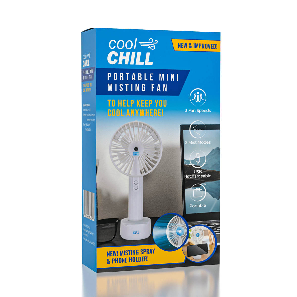Cool Chill Portable Misting Fan w/ Phone Stand Simple Cool Chill