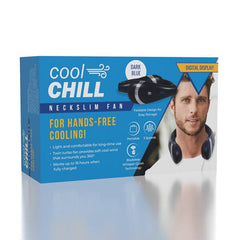 Cool Chill: Foldable NeckSlim Fan With Digital Display in Dark Blue Simple Cool Chill
