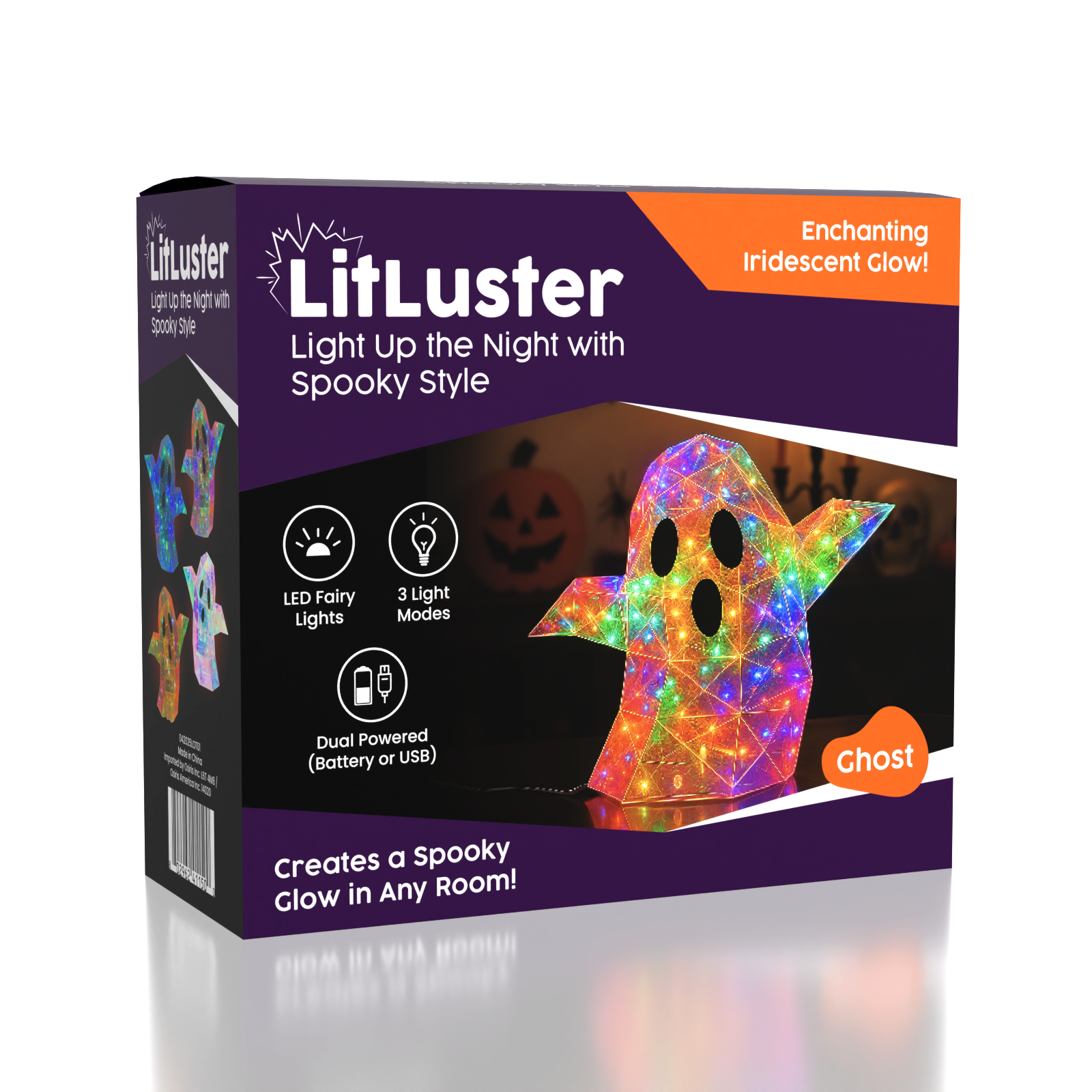 LitLuster LED Holographic Halloween Ghost Decor Lamp (1pc) Battery or USB Simple Exclusive