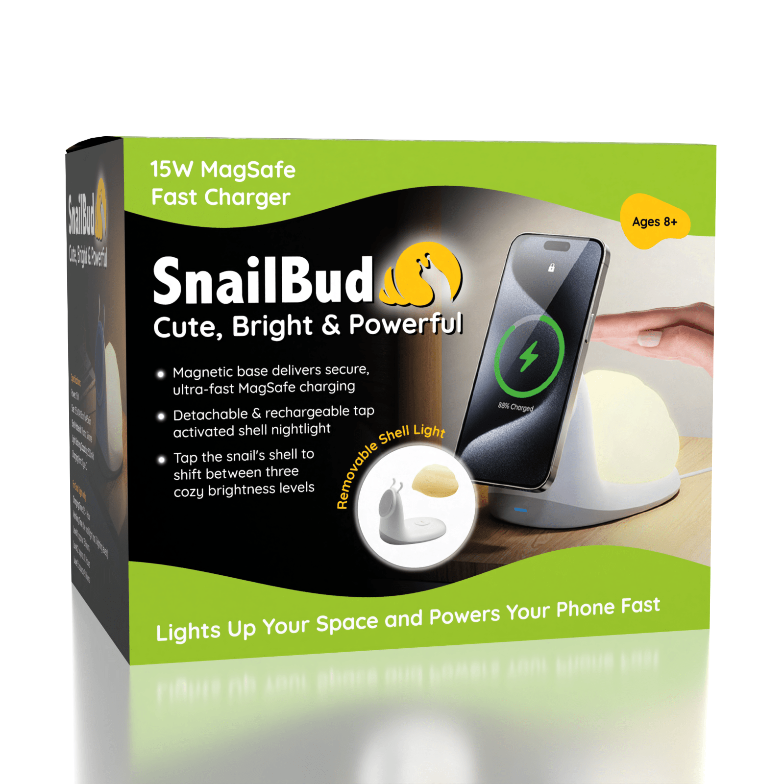 SnailBud Magnetic Phone Charger w/ Removable Snail Shell Light Simple Exclusive