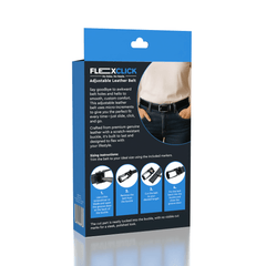 FlexClick Unisex Adjustable Micro-Increment Black Leather Belt (1pc) Fits 28" to 46" Waist Simple Exclusive