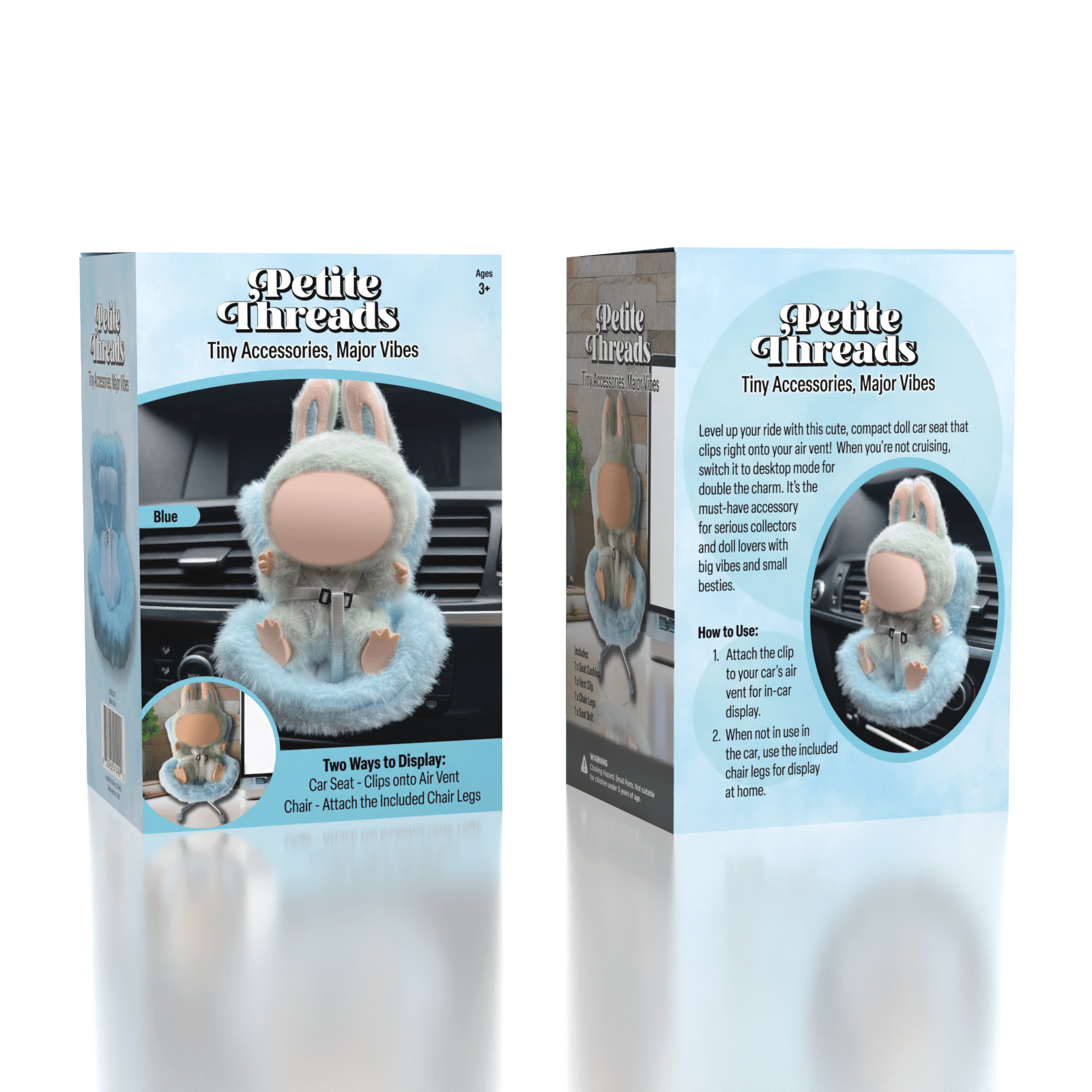 Mini Car Seat For Plush Dolls (1pc) Multiple Colors - Petite Threads Simple Exclusive
