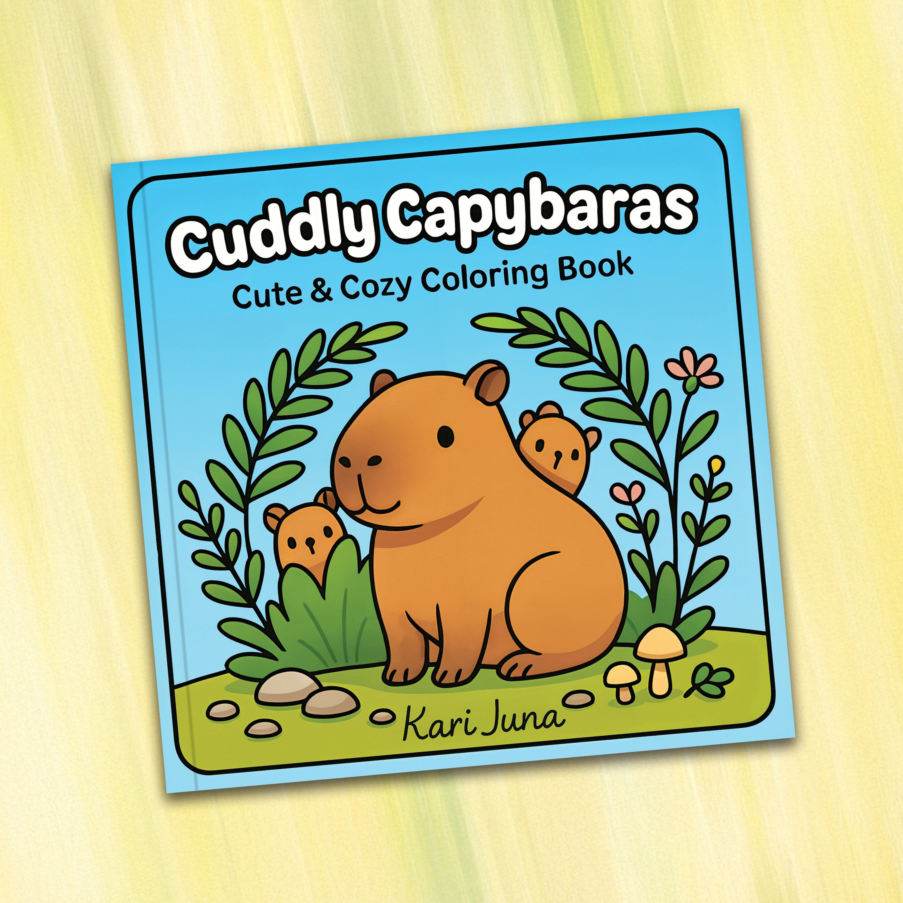 "Cuddly Capybaras" Cute Coloring Book for Adults and Teens By Kari Juna (44 Pages) Simple Exclusive