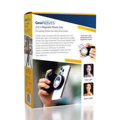 GearWaves 3-in-1 Magnetic Phone Grip & Mini Ring Light (Includes Remote) Simple Exclusive