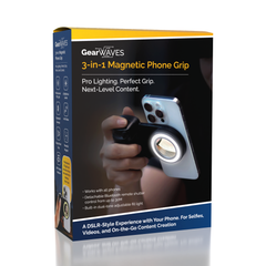 GearWaves 3-in-1 Magnetic Phone Grip & Mini Ring Light (Includes Remote) Simple Exclusive