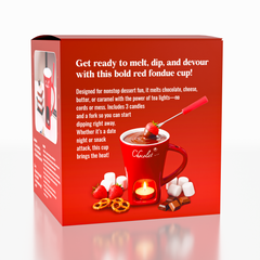 Fonduie Ceramic Mug For Chocolate & Cheese Fondue (Includes Fork & 3 Candles)