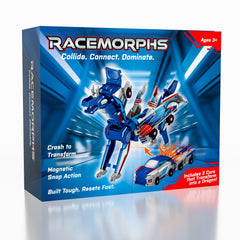 Racemorphs Transformer Car Toy – Blue Magnetic Cars (Transforms into Dragon) Simple Exclusive