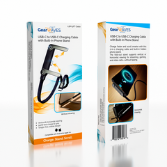 GearWaves USB-C Charging Cable w/ Built-In Phone Stand