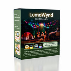 LumaWynd Solar String Lights – 10M Wind-Up LED Outdoor Lights (USB + Solar)
