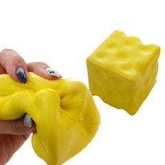 Cheese Cube Slow-Rise Squishy 2.5" Fidget Toy (1pc)