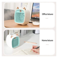 Cool Chill Cat Ear Tabletop Misting Fan Green Simple Cool Chill