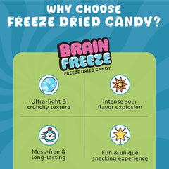Brain Freeze x Warheads: Extreme Sour Crunch Freeze Dried Candy (3.2oz) Mixed Fruit Flavor