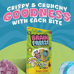 Brain Freeze x Warheads: Extreme Sour Crunch Freeze Dried Candy (3.2oz) Mixed Fruit Flavor