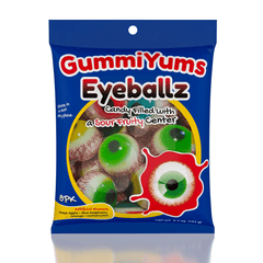 GummiYums! EyeBallz & SportBallz (8pc) | Marshmallow Candy W/ Sour Fruity Centre Simple GummiYums