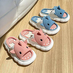 Shark Shhhandals Slippers | Unisex Linen Waffle Knit Plush Animal Slides | Multiple Sizes Simple Showcase