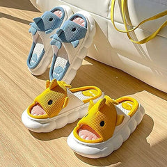 Shark Shhhandals Slippers | Unisex Linen Waffle Knit Plush Animal Slides | Multiple Sizes Simple Showcase