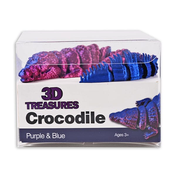 3D Treasures 3D-Printed Articulated Crocodile Fidget Toy (Multiple Colors) Simple Exclusive Purple & Blue