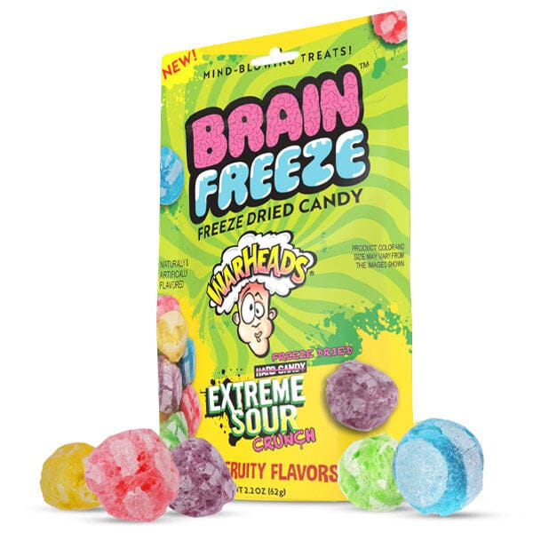 Brain Freeze x Warheads: Extreme Sour Crunch Freeze Dried Candy (2.2oz) Mixed Fruit Flavor Simple Warheads