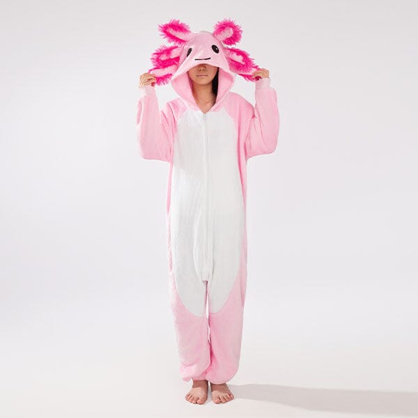 Cozy Cuddler Axolotl Flannel Adult Onesie (1pc) Multiple Sizes Simple Cozy Cuddler