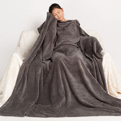 Cozy Cuddler Full-Body Wearable Blanket w/ Foot Pockets (1pc) Black or Grey