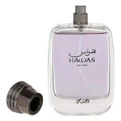 Rasasi Hawas Eau de Parfum Men's Cologne Spray Bottle (100mL) Simple Showcase