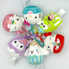 Squishmallows Plush Toy 3.5" Bag Clip Best Of Sanrio Squad - Hello Kitty In Teal Simple Showcase