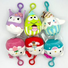 Squishmallows Plush Toy 3.5" Bag Clip Best Of Sanrio Squad - Cinnamoroll Ice Cream Simple Showcase