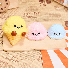 SqueezeSquad Taba Deluxe Premium Silicone Squishy Fidget Toy - Triple Ice Cream Cone Simple Exclusive