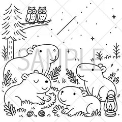 "Cuddly Capybaras" Cute Coloring Book for Adults and Teens By Kari Juna (44 Pages) Simple Exclusive