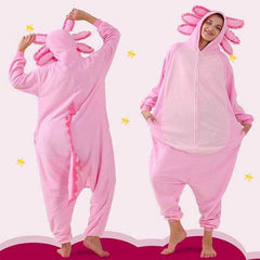 Cozy Cuddler Axolotl Flannel Onesie For Adults & Kids (1pc) Multiple Sizes Simple Cozy Cuddler