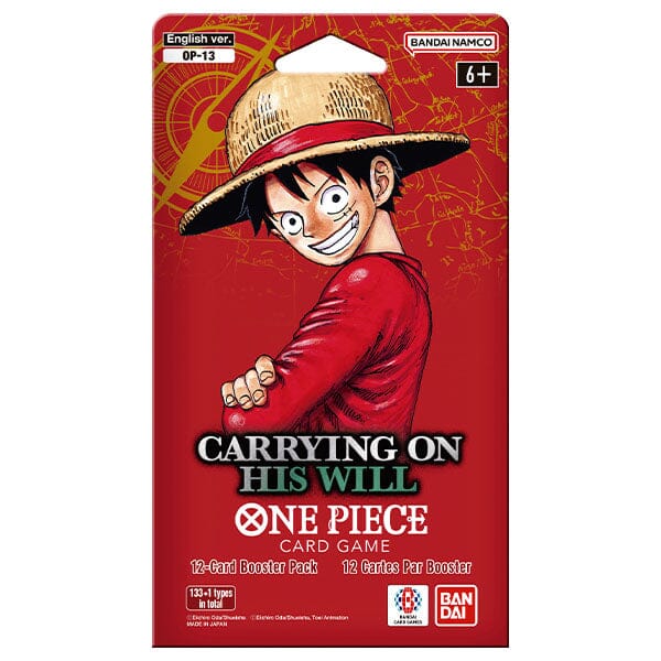One Piece Card Game Carrying On His Will OP-13 Booster Pack (1 Pack of 12 Cards) Simple One Piece
