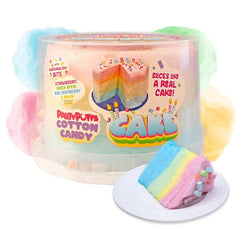 PartyPuffs Cotton Candy Cake Tub (4.2oz) Sliceable Rainbow Candy Floss Simple PartyPuffs