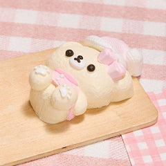 SqueezeSquad Taba Deluxe Premium Silicone Squishy Fidget Toy - Pink Hatted Bear Simple Exclusive