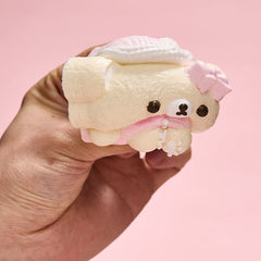 SqueezeSquad Taba Deluxe Premium Silicone Squishy Fidget Toy - Pink Hatted Bear Simple Exclusive