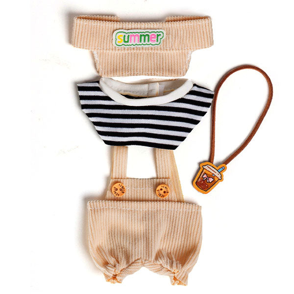 Outfit: Tan Corduroy Overalls & Visor for Dolls - Petite Threads Simple Exclusive