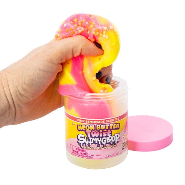 SlimyGloop Pink Lemonade Neon Butter Twist Pre-Made & Ready To Play Slime (6.3oz) Simple SlimyGloop