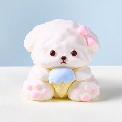 SqueezeSquad Taba Deluxe Premium Silicone Squishy Fidget Toy - Dog w/ Ice Cream Cone Simple SqueezeSquad