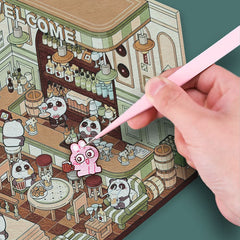Studio Art Moodioma Kawaii Sticker Story Scene Kit - Panda Restaurant (96 Stickers) Simple Studio Art