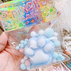 Pinch Family Taba Super Squishy Fidget Toys (1pc) Multiple Styles Simple Showcase Blue & White Furry Paw