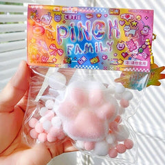 Pinch Family Taba Super Squishy Fidget Toys (1pc) Multiple Styles Simple Showcase Pink & White Furry Paw