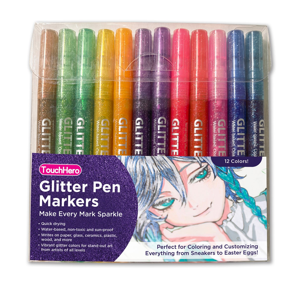 TouchHero - Glitter Pen Markers - 12pk Simple TouchHero