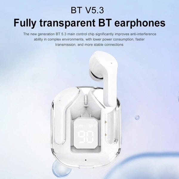 TWS - Wireless Earbuds With Digital Display and Transparent Case Simple Showcase 