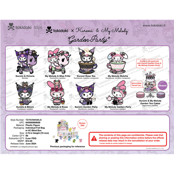 Hello Kitty and Tokidoki x Kuromi & My Melody Garden Party Blind Bags (1pc) Simple Showcase 