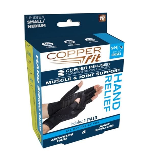 Copper Fit® Hand Relief Gloves | Unisex | S/M or L/XL Simple Showcase 