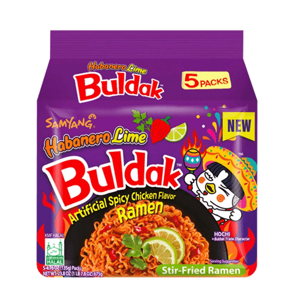 Samyang Buldak Chicken Ramen Noodles Habanero Lime (5pk) Simple Showcase 