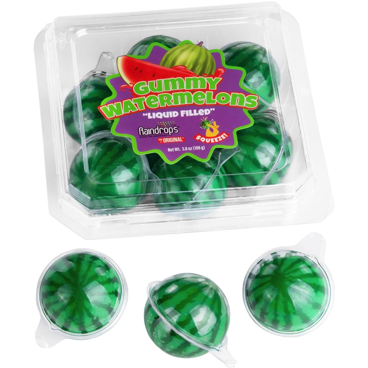 Raindrops Gummy: Liquid Filled Watermelons – 3.8oz