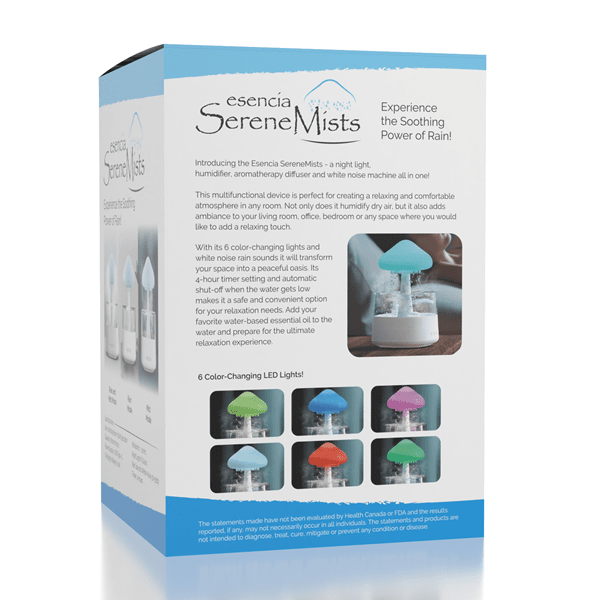 Esencia SerenceMists: (800mL) 4-in-1 Rain Cloud Humidifier Simple Showcase 