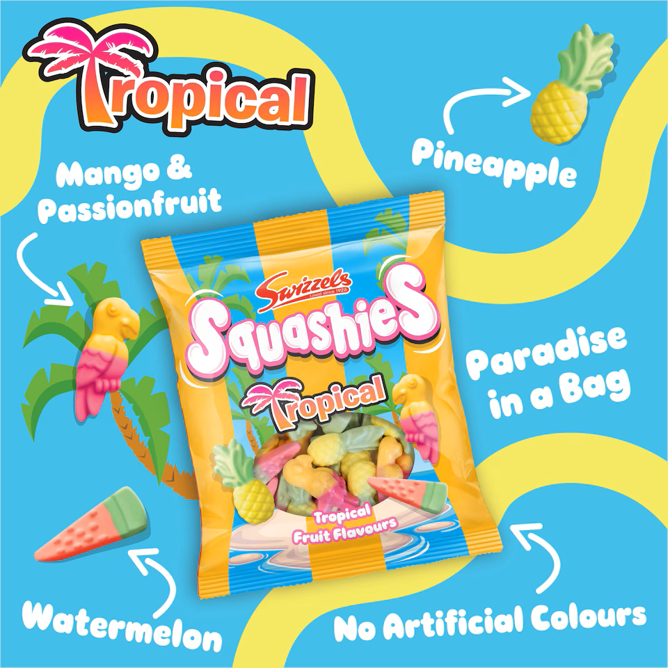 Swizzels Squashies Tropical Fruit Flavours - 100g Imported From England