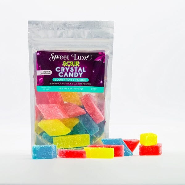 Sweet Luxe™ Crystal Candy - Multiple Flavors Simple Showcase "SOUR Fruity Fusion" - Sour Banana / Cherry / Blue Raspberry 