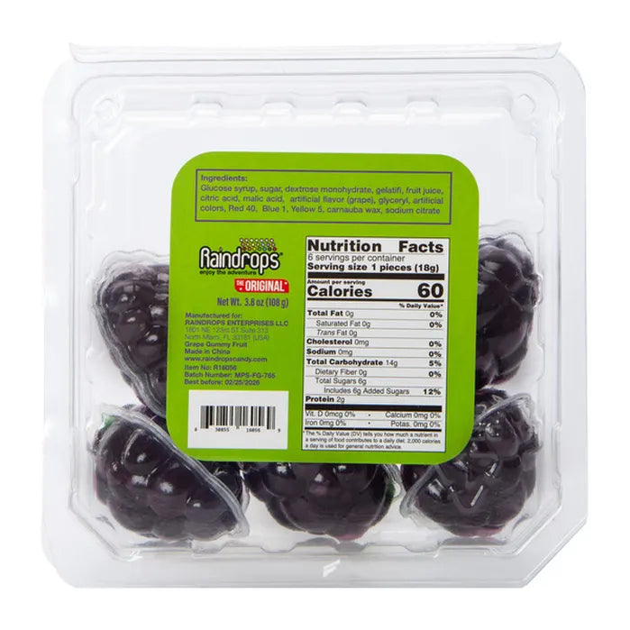 Raindrops Gummy: Liquid Filled Grapes Gummy - 3.8oz